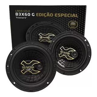 Tipo De Alto-falante Triaxial Bravox B3x60 Para Carros, Picapes E Suvs Cor Preto De 4 167.5mm X 167.5mm X 6   X 2 Unidades 