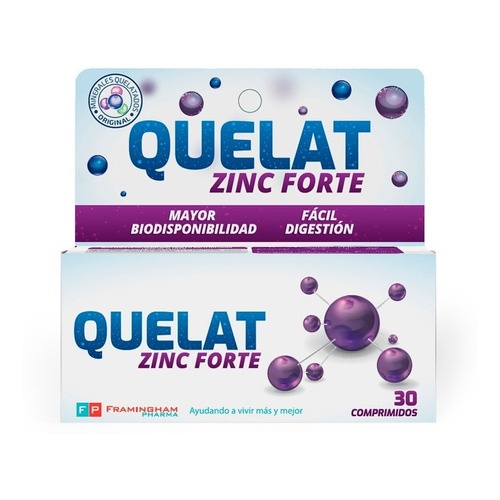 Quelat Zinc Forte Minerales Aminoquelados Suplemento X 30 Sabor Comprimidos