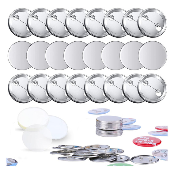 Pack De 100 Chapitas Alfiler Metalicas Base + Película 58mm