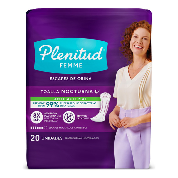 Toallitas femeninas Plenitud Femme Nocturna 20 u