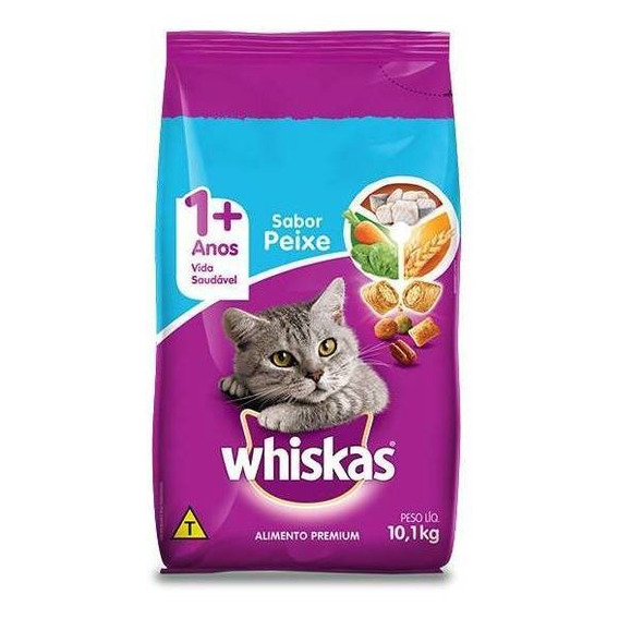 Alimento Whiskas 1+ para gato adulto sabor pescado en bolsa de 10.1 kg