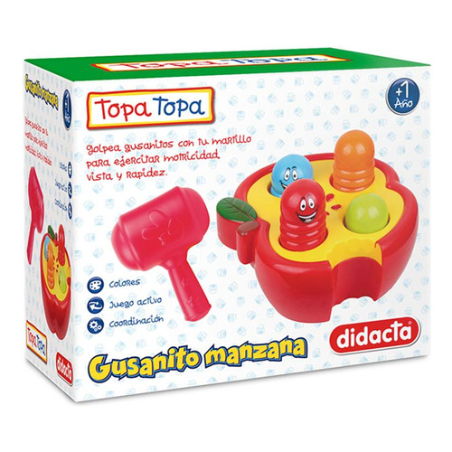 Didacta Topa Topa 600/32 juguete gusanito manzana giro didáctico color rojo