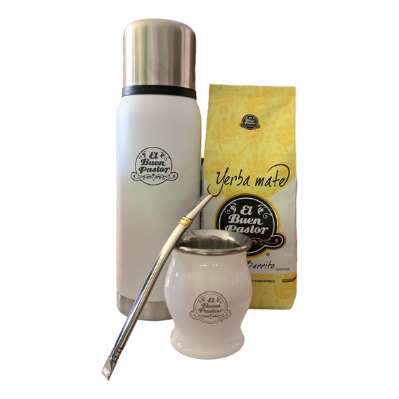 Set Termo 1 Litro + Mate + Bombilla Acero Inoxidable 