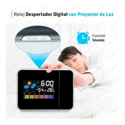 Reloj Despertador Proyector Pared Luz Temperatura Calendario