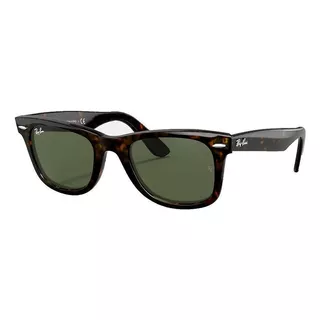 Óculos De Sol Ray-ban Wayfarer Original Classic Large Armação De Acetato Cor Polished Tortoise, Lente Green De Cristal Clássica, Haste Polished Tortoise De Acetato - Rb2140