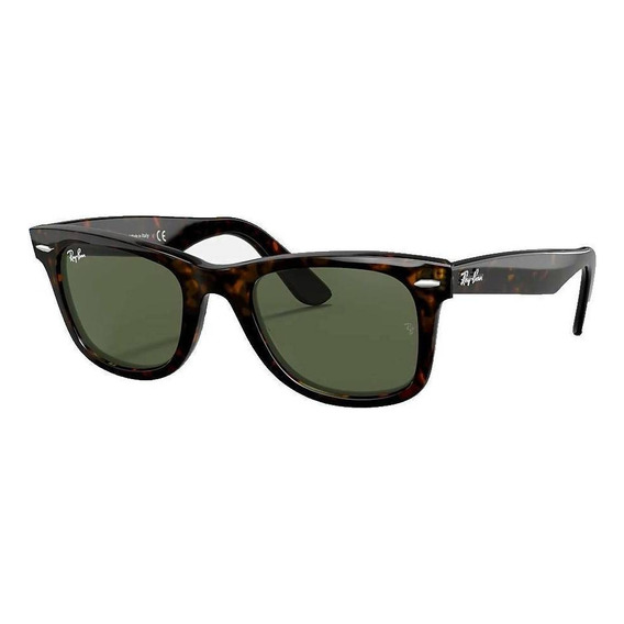 Anteojos de sol Ray-Ban Wayfarer Original Classic Extra extra large con marco de acetato color polished tortoise, lente green de cristal clásica, varilla polished tortoise de acetato - RB2140