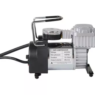 Mini Compresor De Aire 220v Para Vehiculos Neumaticos Color Negro/gris