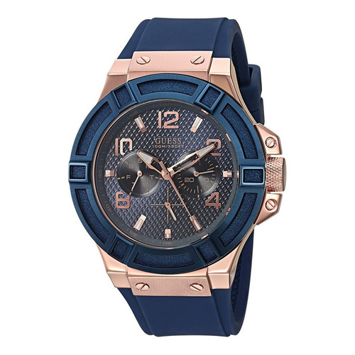 Reloj Análogo Marca Guess Modelo: U0247g3 Color Azul Para Ca