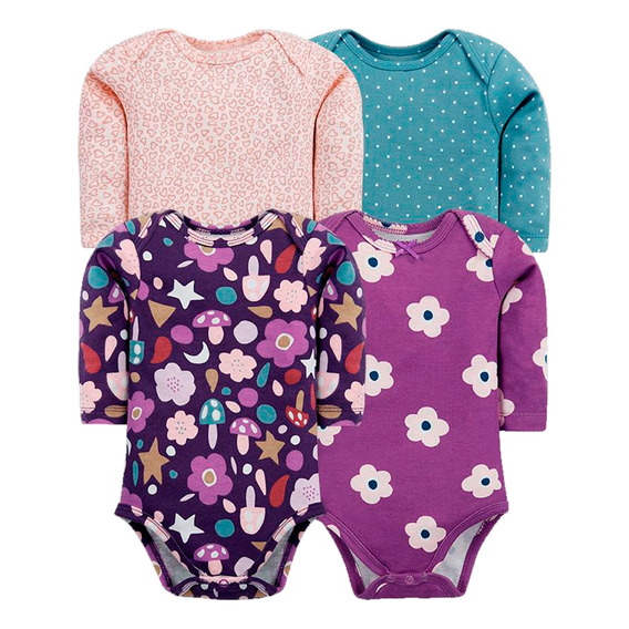 Ropa Bebe Set De 4 Bodys De Algodón Niño Y Niña Bebe