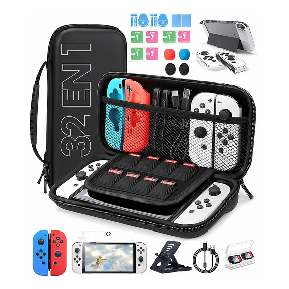 Estuche Protector Para Nintendo Switch Oled Pack 32 En 1