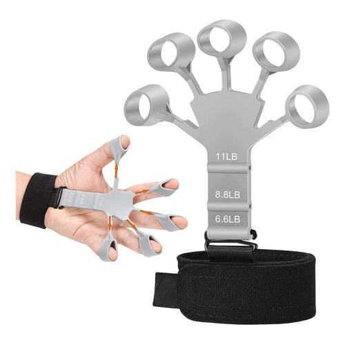 Ejercitador De Dedos Mano Fortalecedor Hand Grip Regulable Color Gris