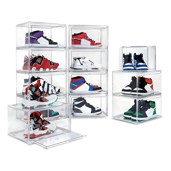Cajas Tenis Acrílico Premium Apilables Sneaker Box 12 Piezas