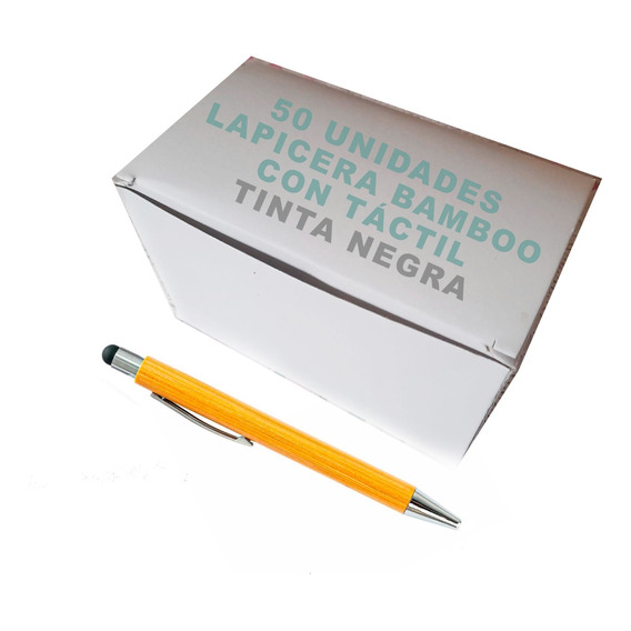 Lapicera Bambú C/táctil Ideal Grabado Láser - Caja De 50 Un.