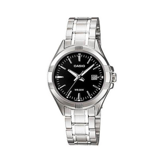 Reloj Para Mujer Casio Ltp1308d-1avdf Plateado Color del fondo Negro