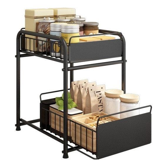 Organizador Cajonera Metálico Ideal Para La Cocina Color Negro