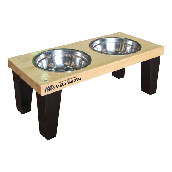 Comedor Para Mascotas (talla L) En Madera De Pino Lacado