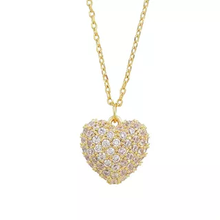 Collar Mujer Oro Laminado 14k Dije Corazón Con Perla Cristal