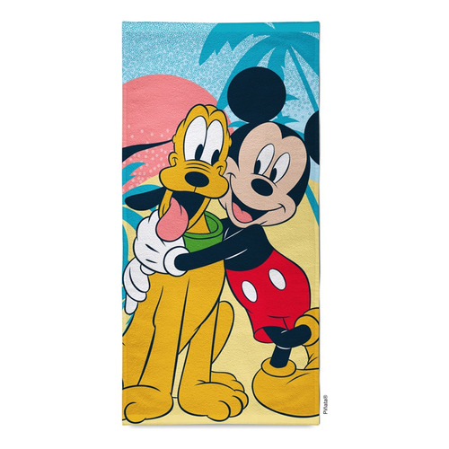Toallon 70x130 Piñata Mickey & Pluto Color Celeste Mickey y Pluto