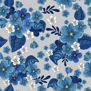 Papel De Parede Adesivo Floral Pintura Tom Azul Quarto Sala