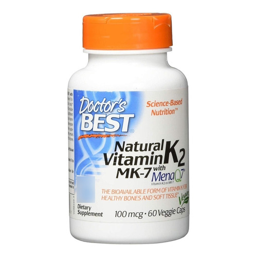 Vitamina K2 Mk-7 con Mena Q7 100 mcg 60 cápsulas - Doctor's Best Flavor, sin sabor