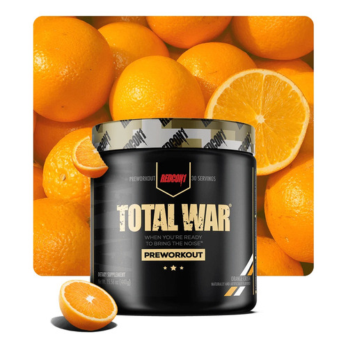 Suplemento en polvo Redcon1  Total War pre entreno sabor orange crush en bote de 441g