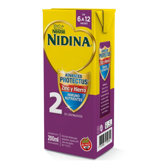 Leche Líquida Nestlé Nidina 2  En Brick 200ml Por 24 U