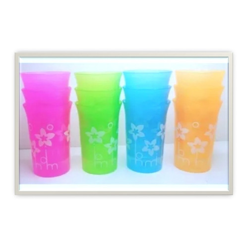 Set 12 Vasos Plásticos Resistentes Reutilizables Colores Color Variado