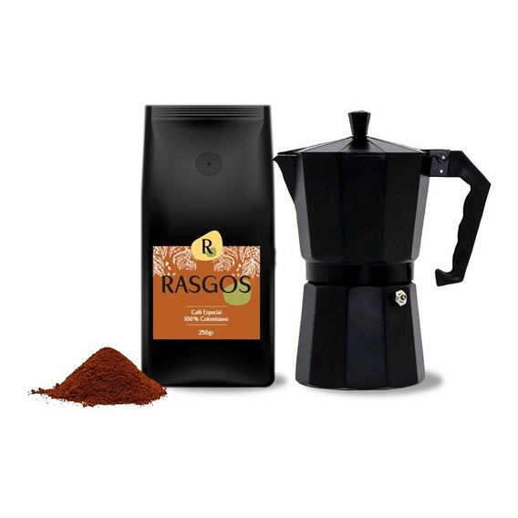 Cafetera Italiana Moka Cafe Especial 250g Molido Kit Espress