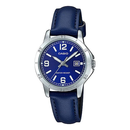 Reloj Casio Ltp-v004l-2budf Mujer 100% Original Color de la correa Azul Color del bisel Plata Color del fondo Azul