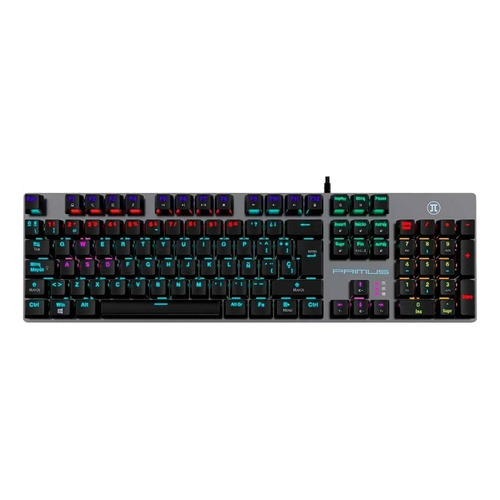 Teclado gamer Primus Ballista90T QWERTY Primus Red español España color gris con luz 8 colores