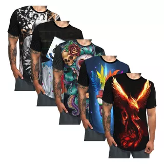 Kit 5 Camisetas Camisa Blusa Masculina Longline Horizontte