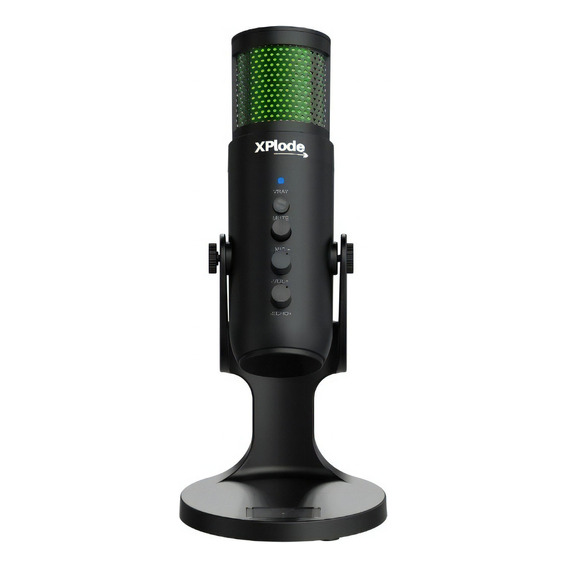 Microfono Profesional Rgb Gamer Xplode Condensador Streaming Color Negro