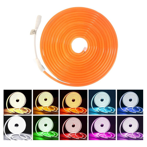 Tira Led Neón Flex Unicolor Decorativa 5 Metros Luz Naranja