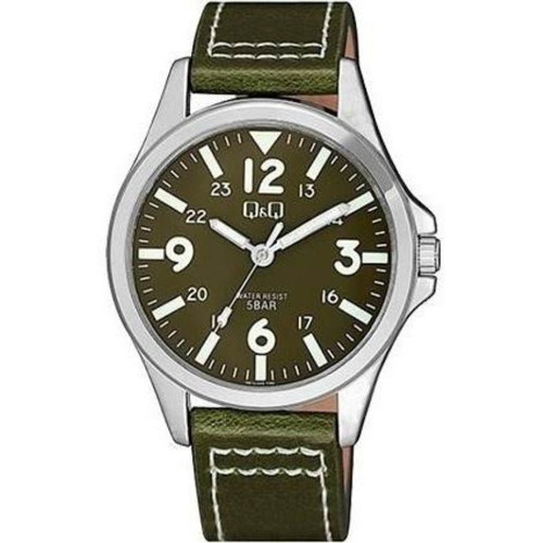 Qb12j345y - Reloj Q&q P/c 50 M. Resistente Color de la correa Verde oscuro Color del bisel Plateado Color del fondo Verde oscuro