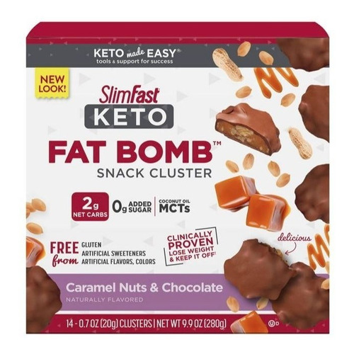 Slimfast Keto Snack Caramel Nuts  Chocolate 14pzas. 280 Gr