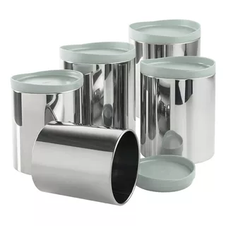 Conjunto Potes Mantimentos Brinox Inox 5pçs Menta 2117/192