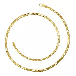 Cadena Figaro De Tejido Distintivo Marinera En Chapa De Oro 