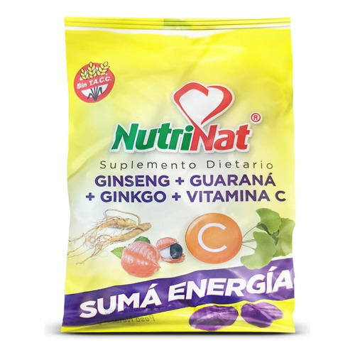 Suplemento Dietario En Caramelos Sin Tacc Nutrinat X 50gr Sabor Ginkgo Ginseng Guarana Vit C