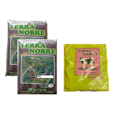 Kit 2 Terras De 2kg + 1 Adubo De Curral Terra Preta Vegetal