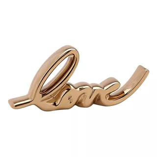 Escultura Love Em Cerâmica Dourado 13830 Mart