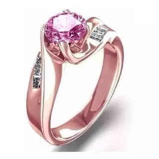 Anillo Compromiso Oro Rosa 10kt Zafiro Rosa Corindon Marloz 