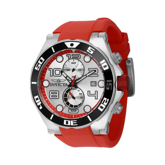 Reloj Para Hombre Invicta Pro Diver Inv40016 Plata Color de la correa Rojo Color del bisel Negro Color del fondo Plateado