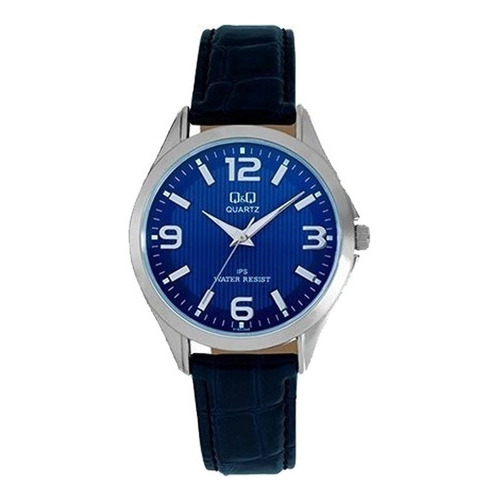 Reloj Q&q Hombre Acero 100% Original Color de la correa Negro Color del bisel Plateado Color del fondo Azul marino