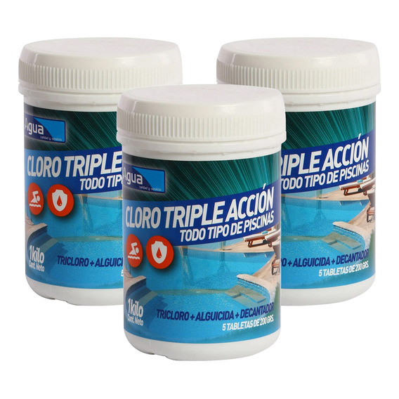 Pack 3kg Cloro Piscina Tabletas Triple Accion