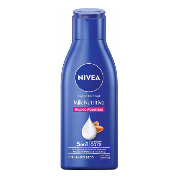  Crema hidratante para cuerpo Nivea Cuidado Corporal Milk Nutritiva en tubo 125mL