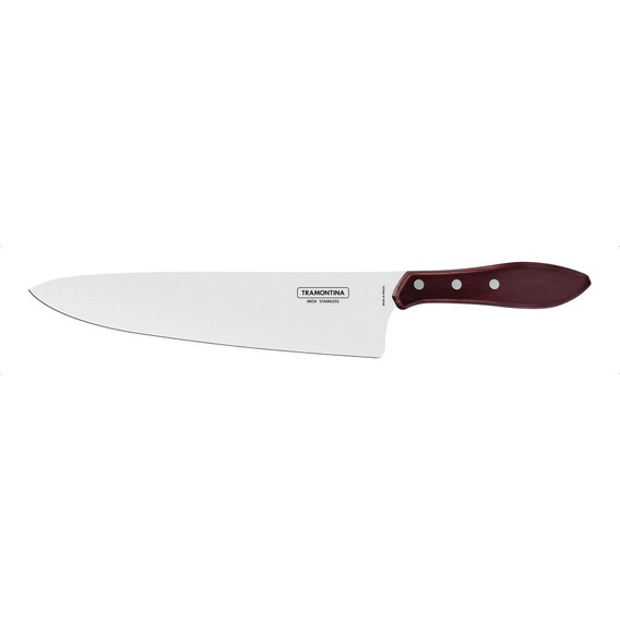 Cuchillo Tramontina 10 de Acero Inoxidable Polywood Color Rojo