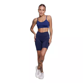 Kit Academia Top Alça Fina E Bermudinha Suplex Feminina