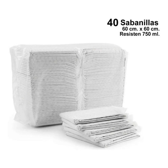 Sabanilla Adulto Protector De Cama 60x60 - 40un Blancas