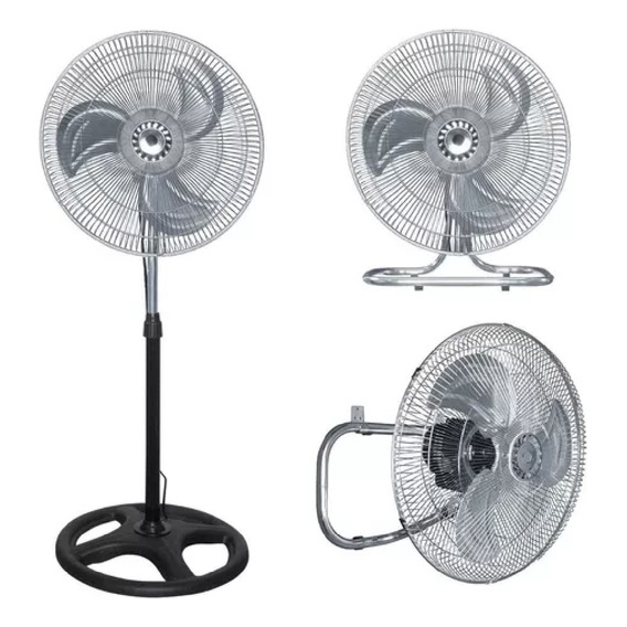 Ventilador 18 PuLG Pedestal Piso Pared 3 En 1 Aspas Metálica