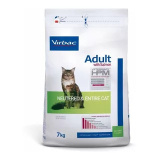 Alimento Virbac Veterinary Hpm Neutered & Entire Para Gato Adulto Sabor Salmón En Bolsa De 7kg